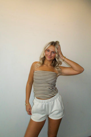 Brown Striped Cozy Tube Top
