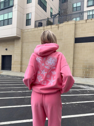 Pink Tropical Embroider Hoodie