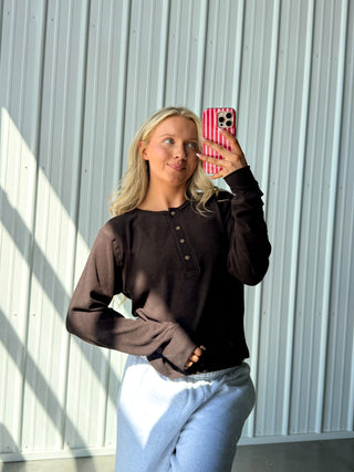 Espresso Henley Long Sleeve