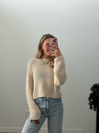 Cropped Open Knit Sweater