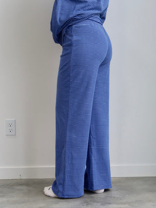 Blue & White Striped Lounge Pants