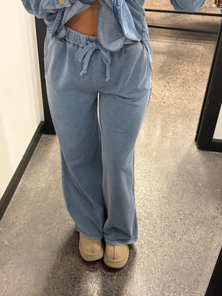 Denim Blue Wide Leg Sweats