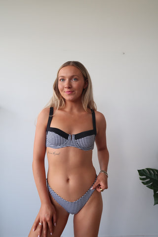 Black And White Gingham Underwire Bikini Top