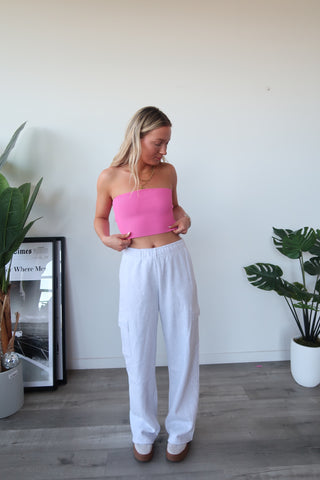 Pink Ribbed Tube Top