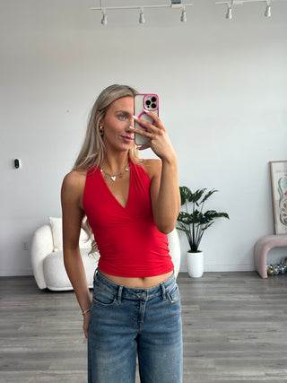 Cherry Red Silky Smooth Halter Top