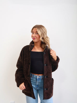 Brown Sherpa Shearling Coat