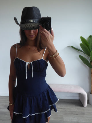 Navy & White Mini Dress