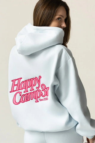 Happy Camp3r Pastel Blue Applique Hoodie