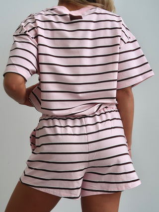 Pink/Brown Striped Lounge Shorts