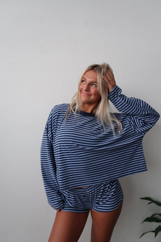 Cozy Blue Striped Long Sleeve