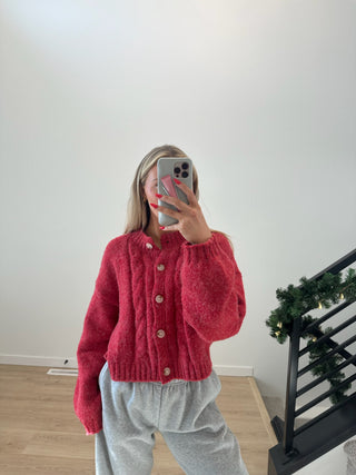 Red Cardigan Sweater