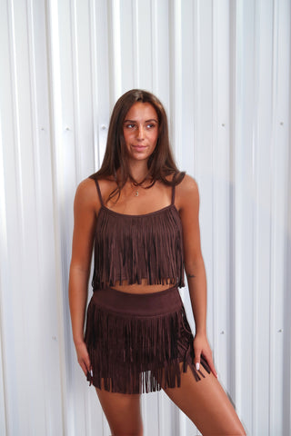 Brown Fringe Tank Top