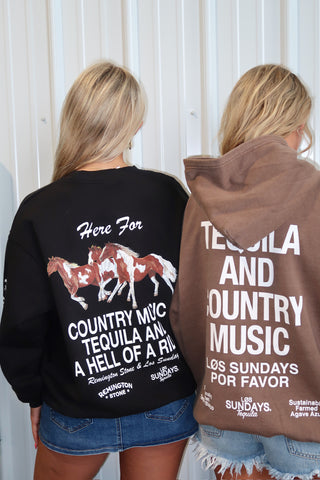 Los Sundays Tequila “The Hell Of A Ride Crewneck” - Black