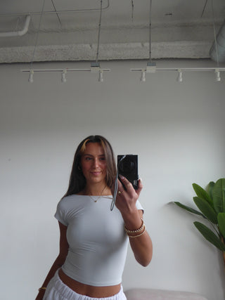 Grey Silky Smooth Open Back Tee Shirt