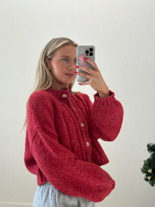 Red Cardigan Sweater