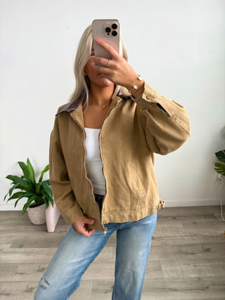 Barn Jacket With Faux Leather Collar