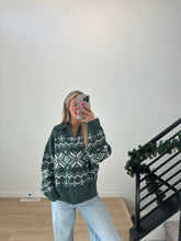 Load image into Gallery viewer, Snowflake Oversized Sweater Quarter Zip
