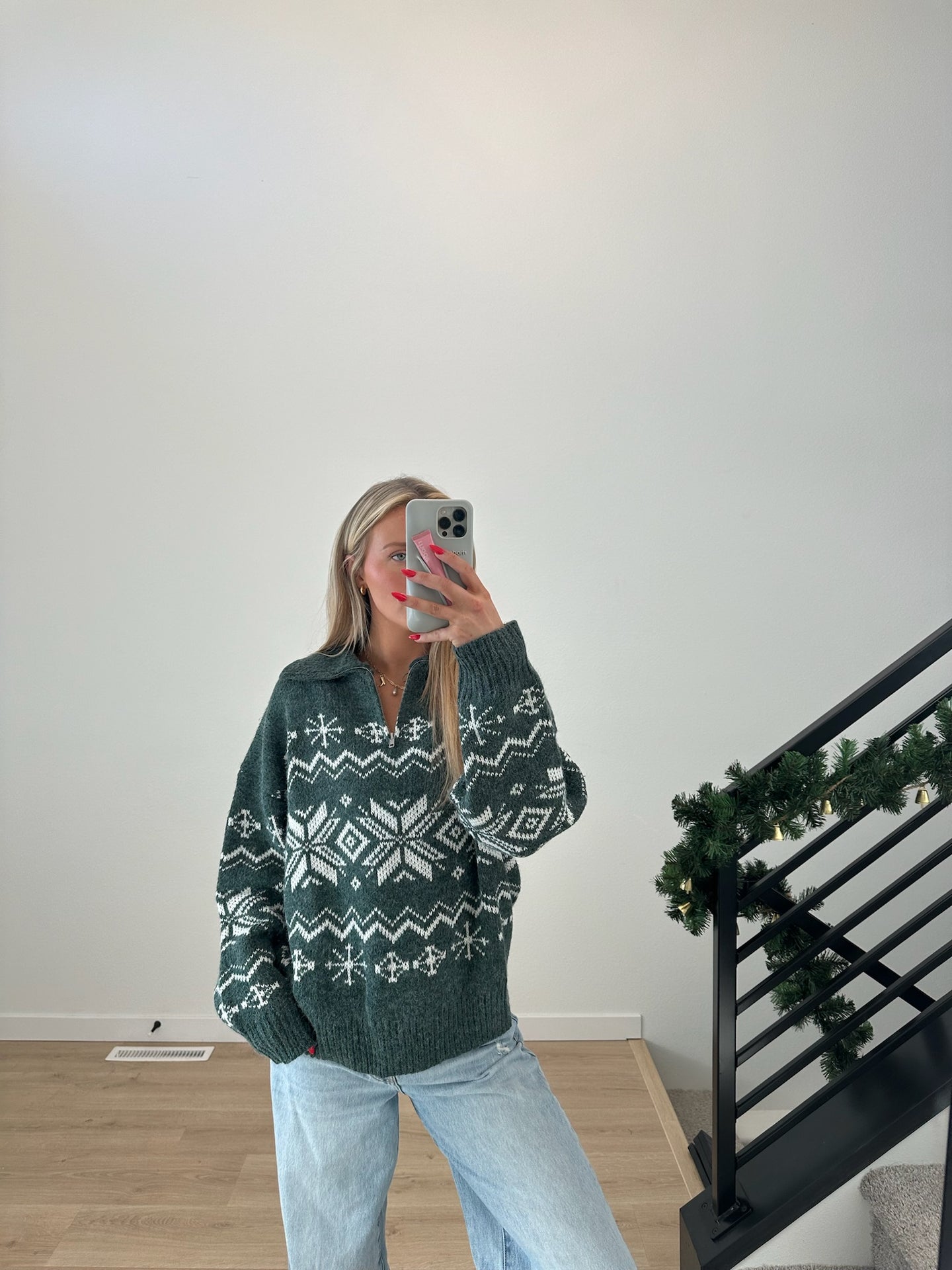 Snowflake Oversized Sweater Quarter Zip