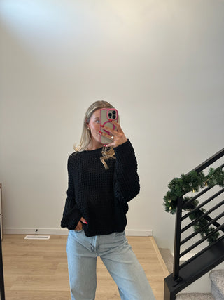 Cropped Open Knit Sweater