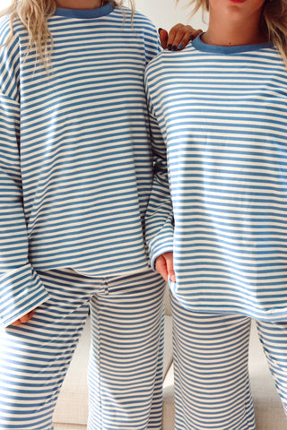 Dusty Blue Striped Lounge Pants