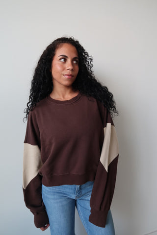 Espresso/Bone Color Block Sweatshirt