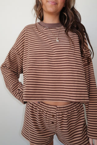 Cozy Brown Striped Shorts