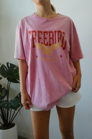 Pink Freebird 1977 American Oversized Tee Shirt