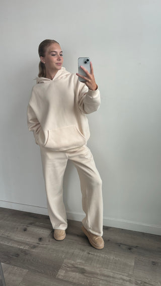 Regular Cream Staple Wide Leg Sweatpants