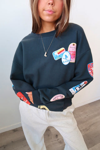 Daydreamer Ski Patch & Pass Collector Oversized Crew Sweatshirt
