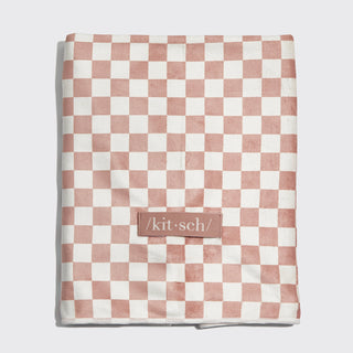 Kitsch Extra Large Quick-Dry Hair Towel Wrap - Terracotta Checker