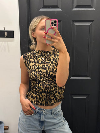 Smocked Open Back Leopard Top