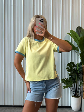 The Cait Top - Yellow/Blue