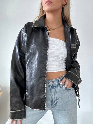 Vintage Styled Faux Leather Jacket