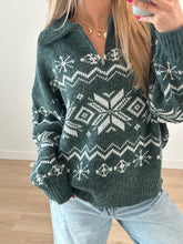 Load image into Gallery viewer, Snowflake Oversized Sweater Quarter Zip
