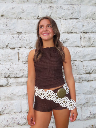 Brown Ruffle Shorts