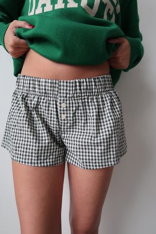 Green Gingham Micro Shorts