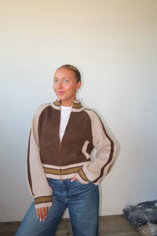 Zip Up Sweater With Star Accent