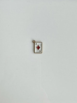 White & Red Playing Card Charm (Gold)