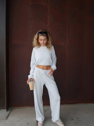 Light Grey Thermal Wide Leg Pants