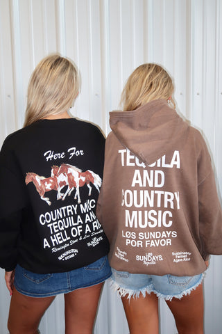 Los Sundays Tequila “The Hell Of A Ride Crewneck” - Black