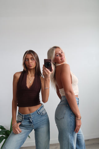 Brown Knit Halter Top