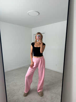 Long Blush Staple Wide Leg Sweatpants