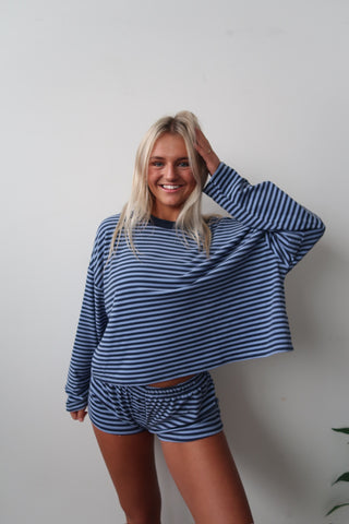 Cozy Blue Striped Long Sleeve