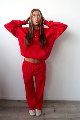Red Staple Wide Leg Sweatpants