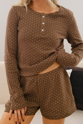 Polka Dot Henley Long Sleeve