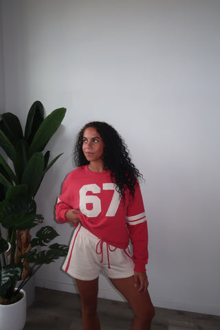Oversized “67” Patchwork Crewneck