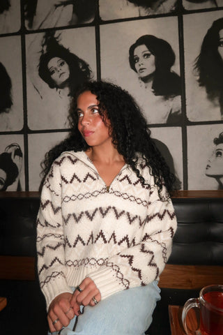 Zig Zag Half Zip Sweater