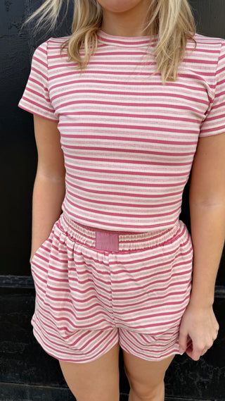 Pink Striped Shorts