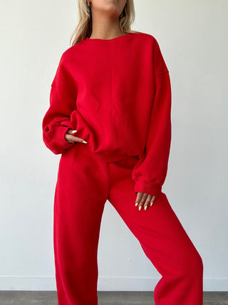 Cherry Red Staple Oversized Crewneck