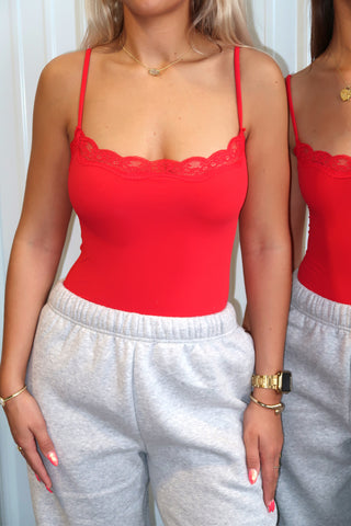 Luxe Lace Bodysuit - Cherry